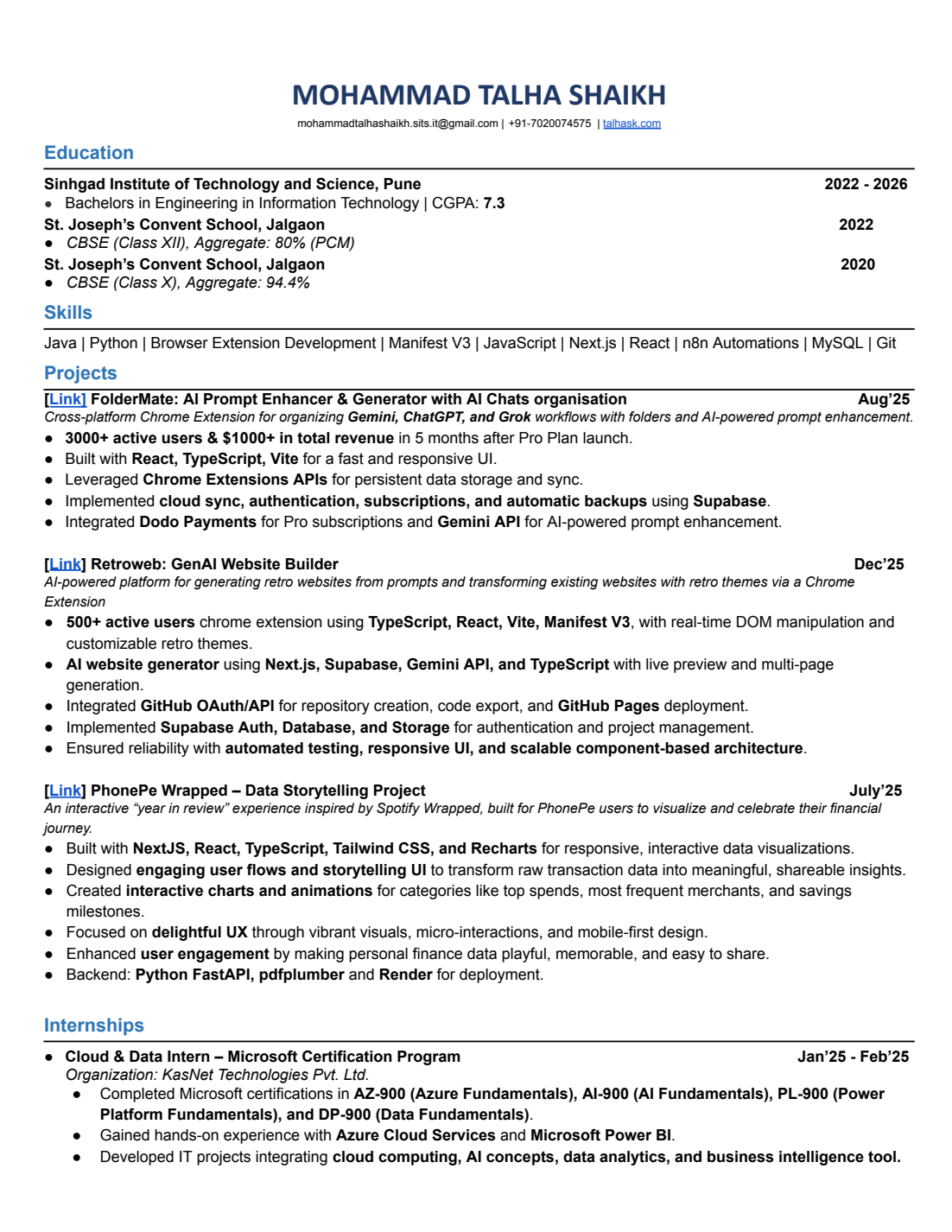 Talha resume preview